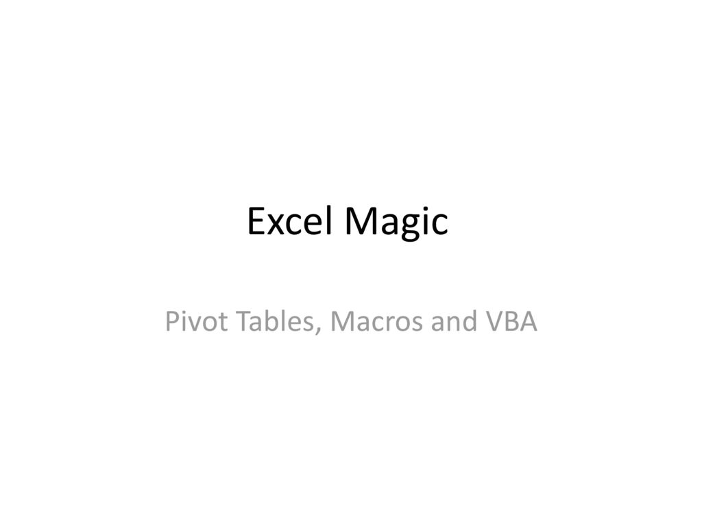 Pivot Tables, Macros and VBA - ppt download