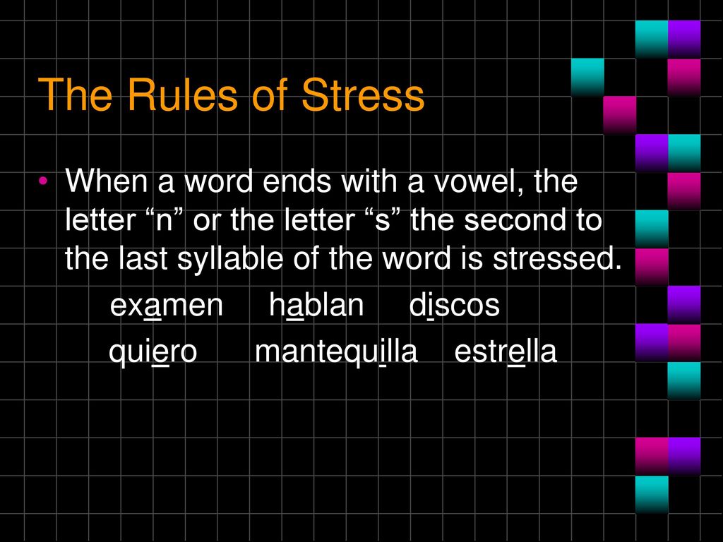 Rules for Stress and Accent Marks in Spanish   ppt download