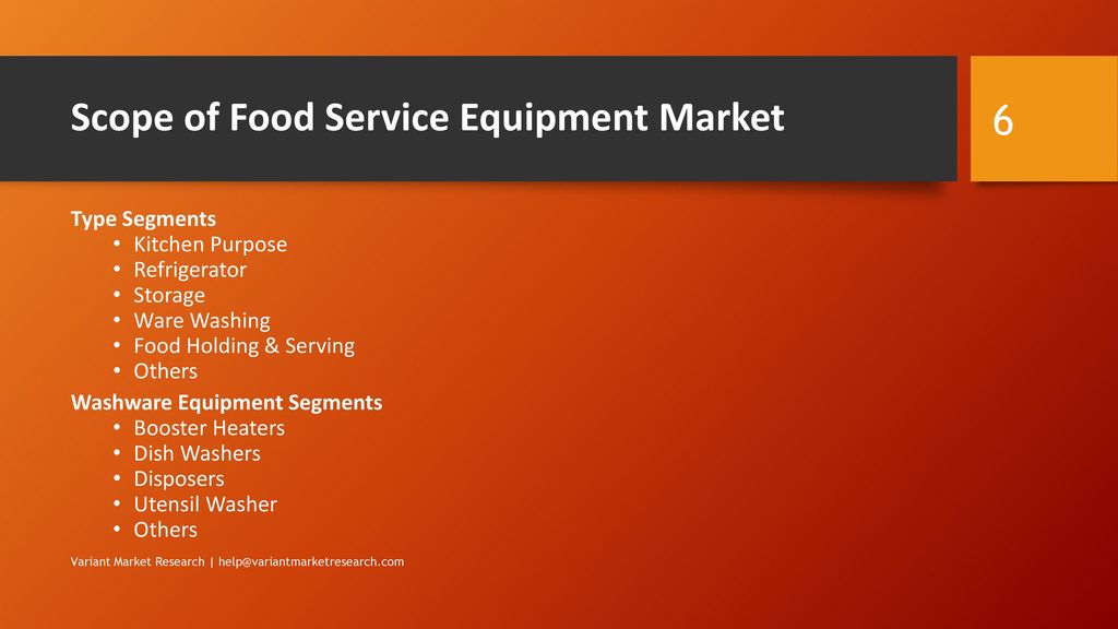 Scope of Food Service Equipment Market