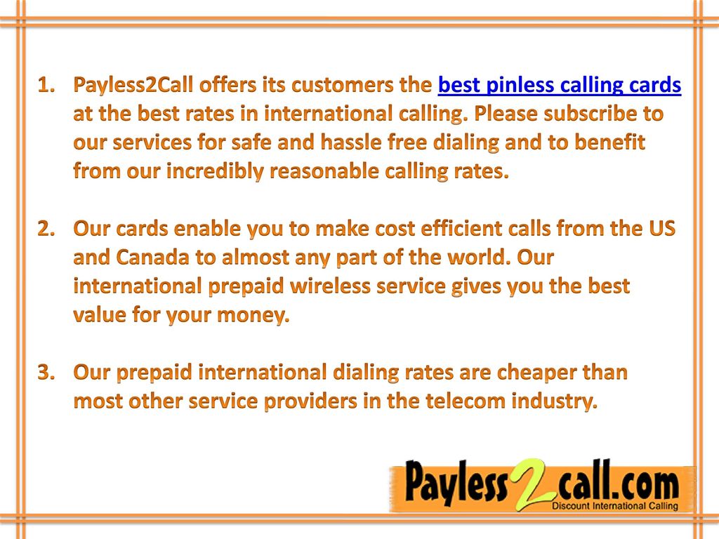 Pinless calling cards at the best rates for international ...