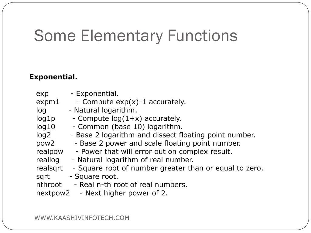 Some Elementary Functions