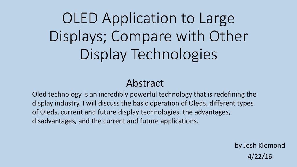 Oled Application To Large Displays Compare With Other Display
