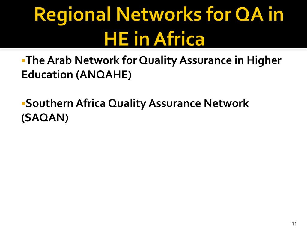 Regional Networks for QA in HE in Africa