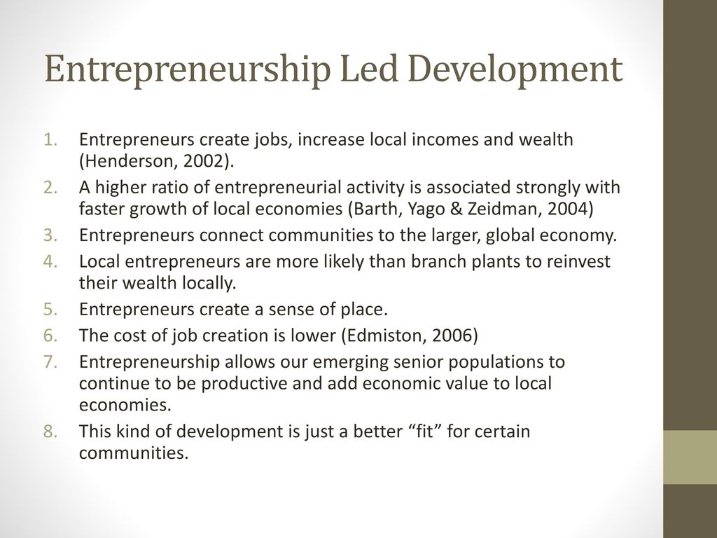 Entrepreneurship Led Development