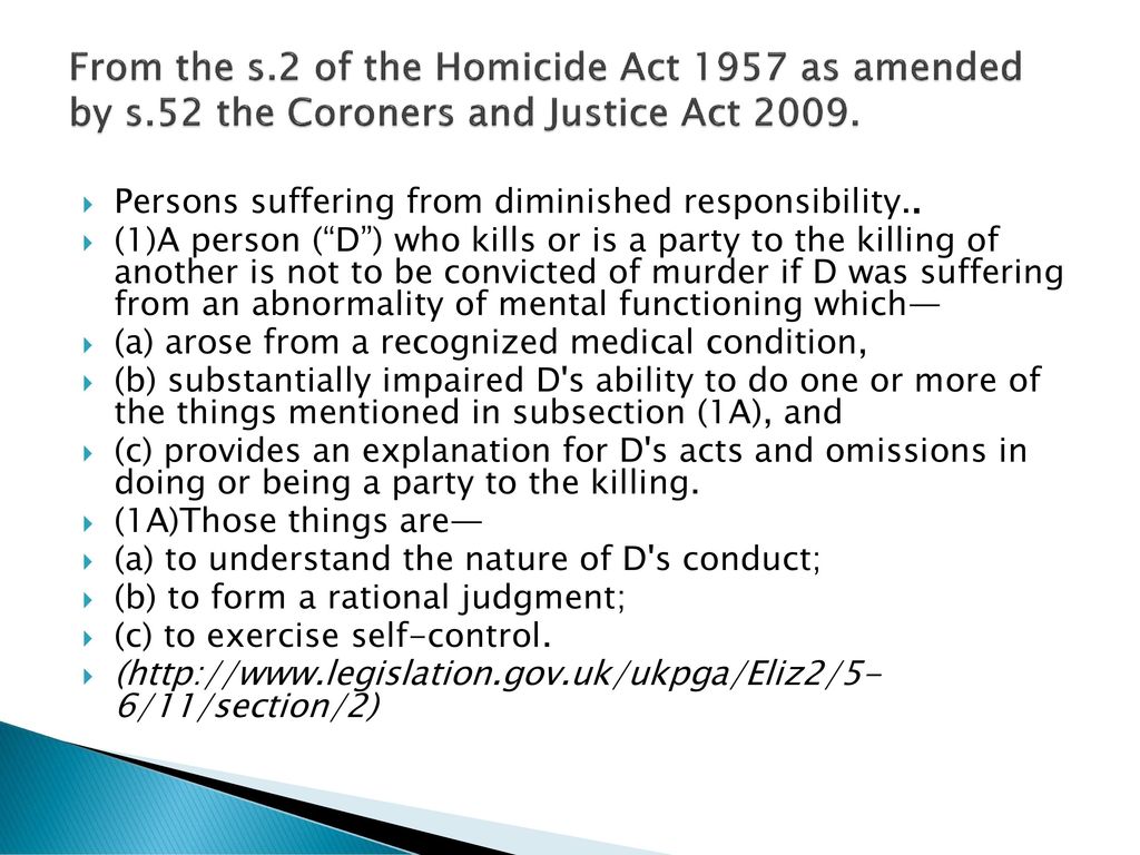 Diminished responsibility ppt download