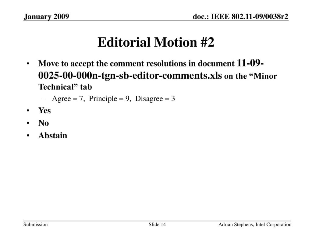 May 2006 doc.: IEEE /0528r0. January Editorial Motion #2.