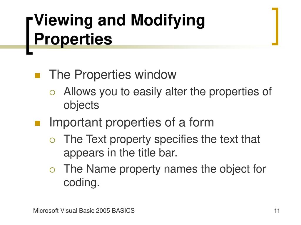 Microsoft visual basic 2005 basics ppt download