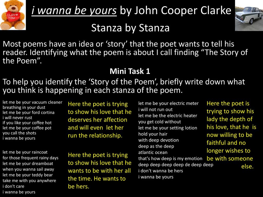 I Wanna Be Yours By John Cooper Clarke Ppt Download