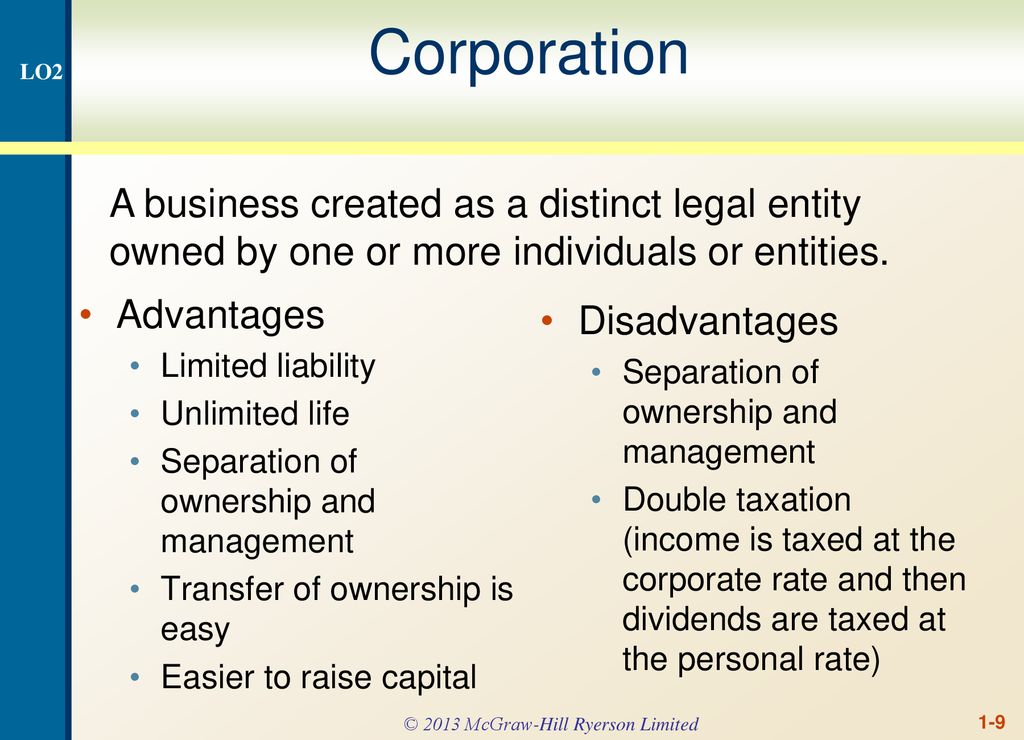 a disadvantage of the corporate form of organization is