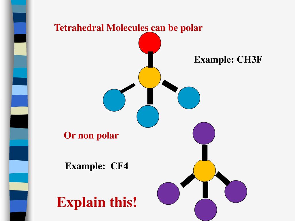 Tetrahedral Molecules can be polar Example: CH3F.