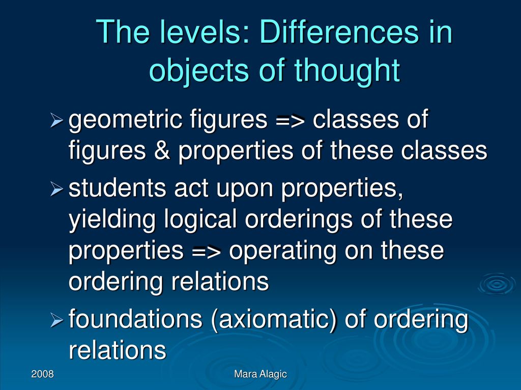 The levels: Differences in objects of thought