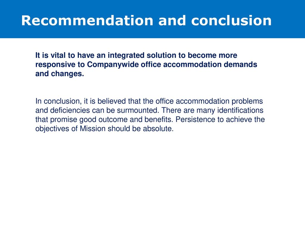 Recommendation and conclusion