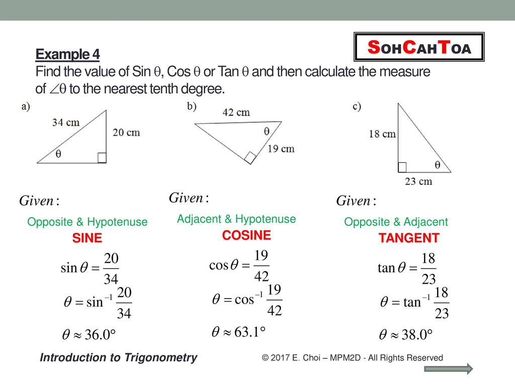 Grade 10 Academic Mpm2d Unit 5 Trigonometry Introduction To Trigonometry Mr Choi © 2017 E 1786