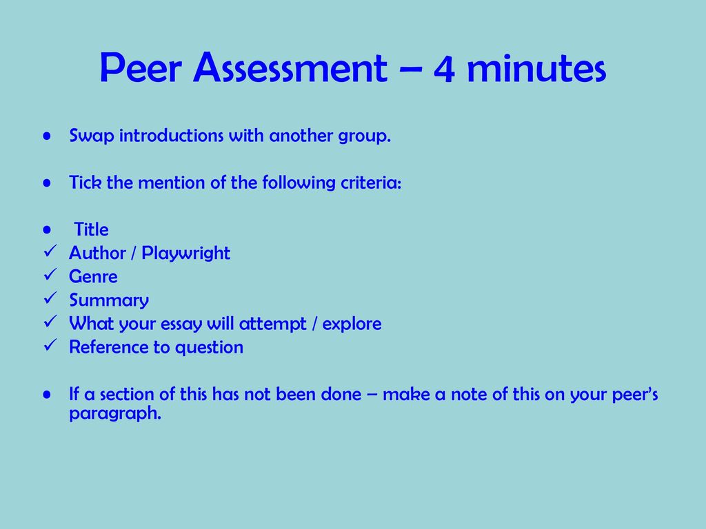 Peer Assessment – 4 minutes