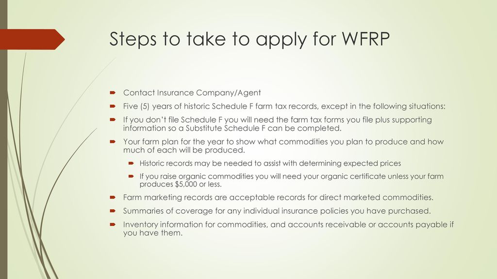 Steps to take to apply for WFRP