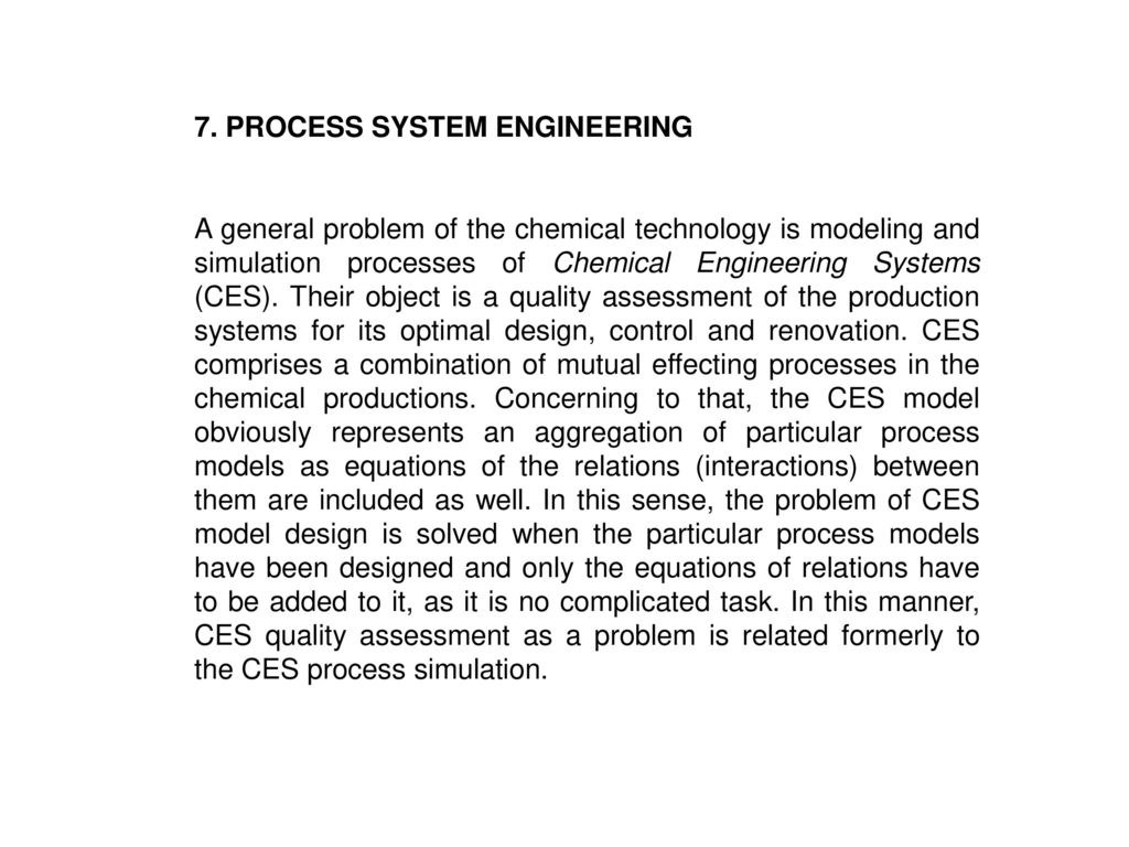 7. PROCESS SYSTEM ENGINEERING