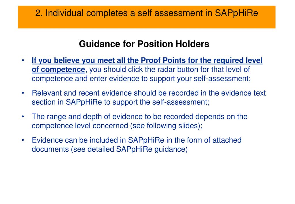 2. Individual completes a self assessment in SAPpHiRe