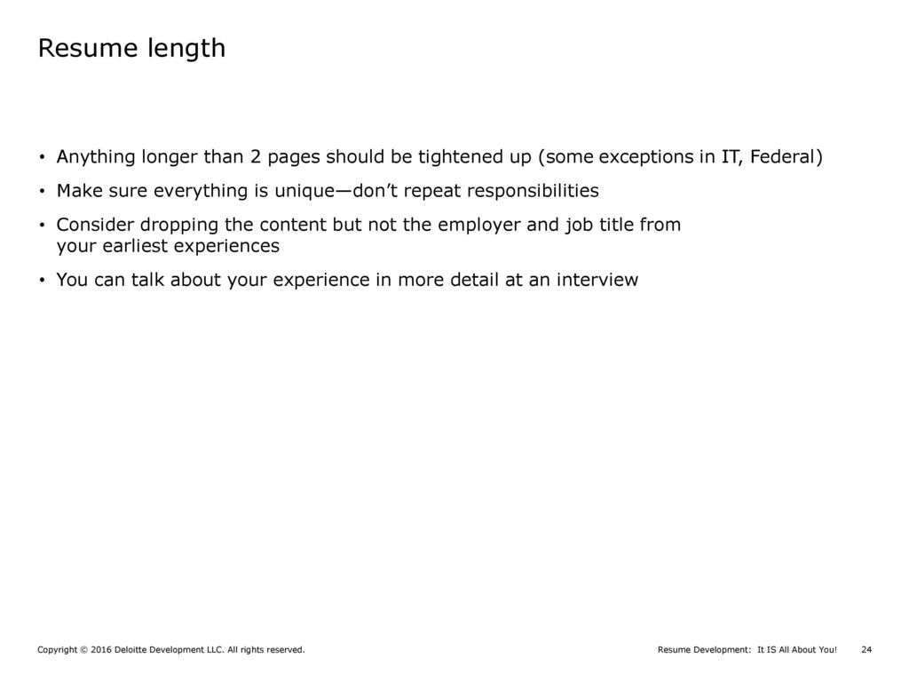 Resume Development It Is All About You Ppt Download