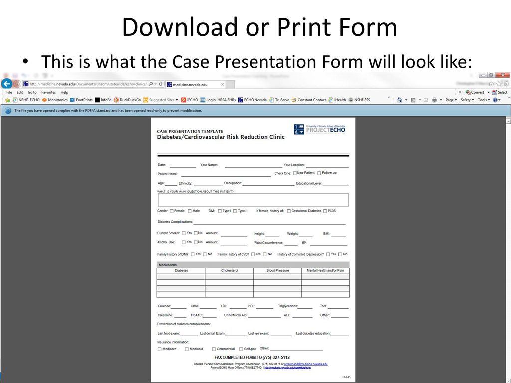 Download or Print Form This is what the Case Presentation Form will look like: