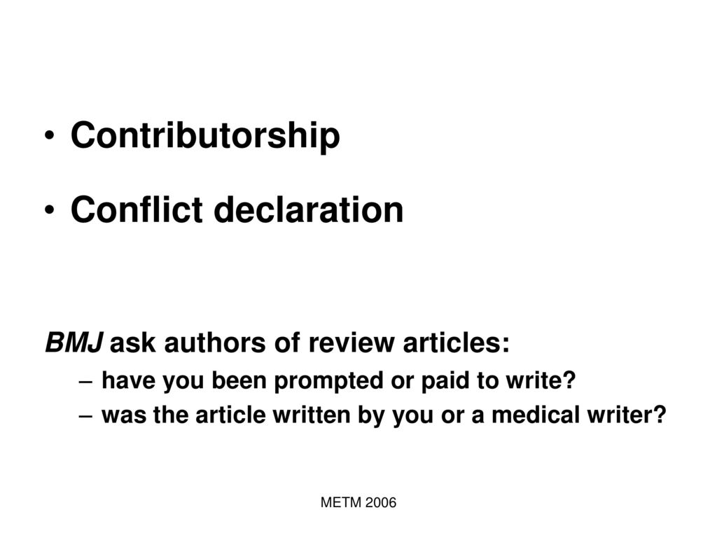 Contributorship Conflict declaration