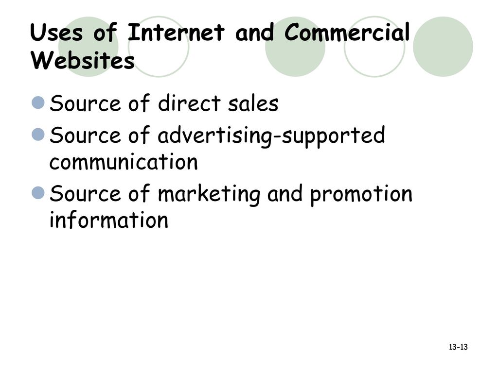 Uses of Internet and Commercial Websites