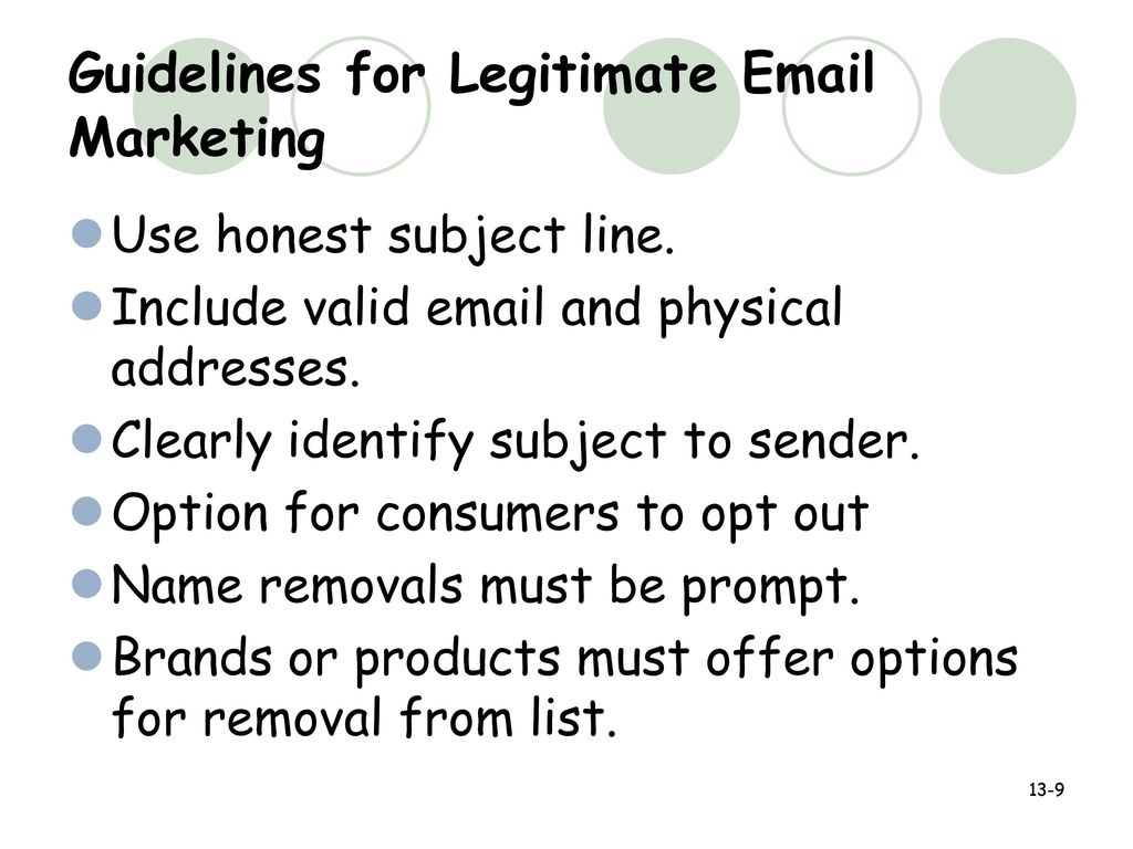 Guidelines for Legitimate  Marketing
