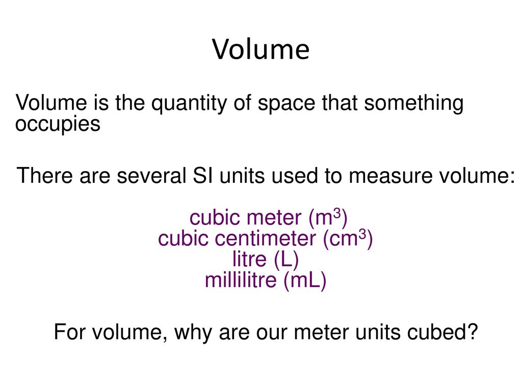 Calculating volume and area: cubed and squared metric conversions - ppt  download