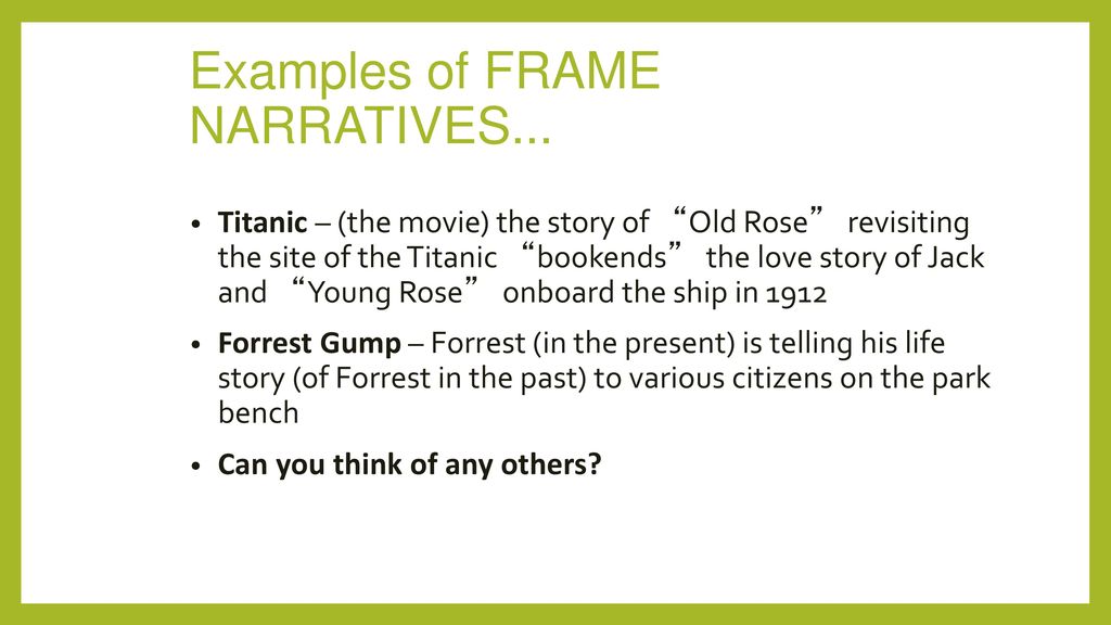 Frames of the film are presented as a context narrative of the
