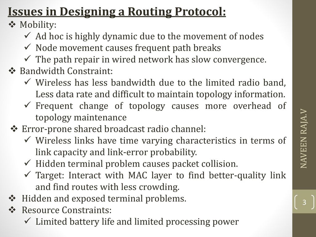 Issues in Designing a Routing Protocol: