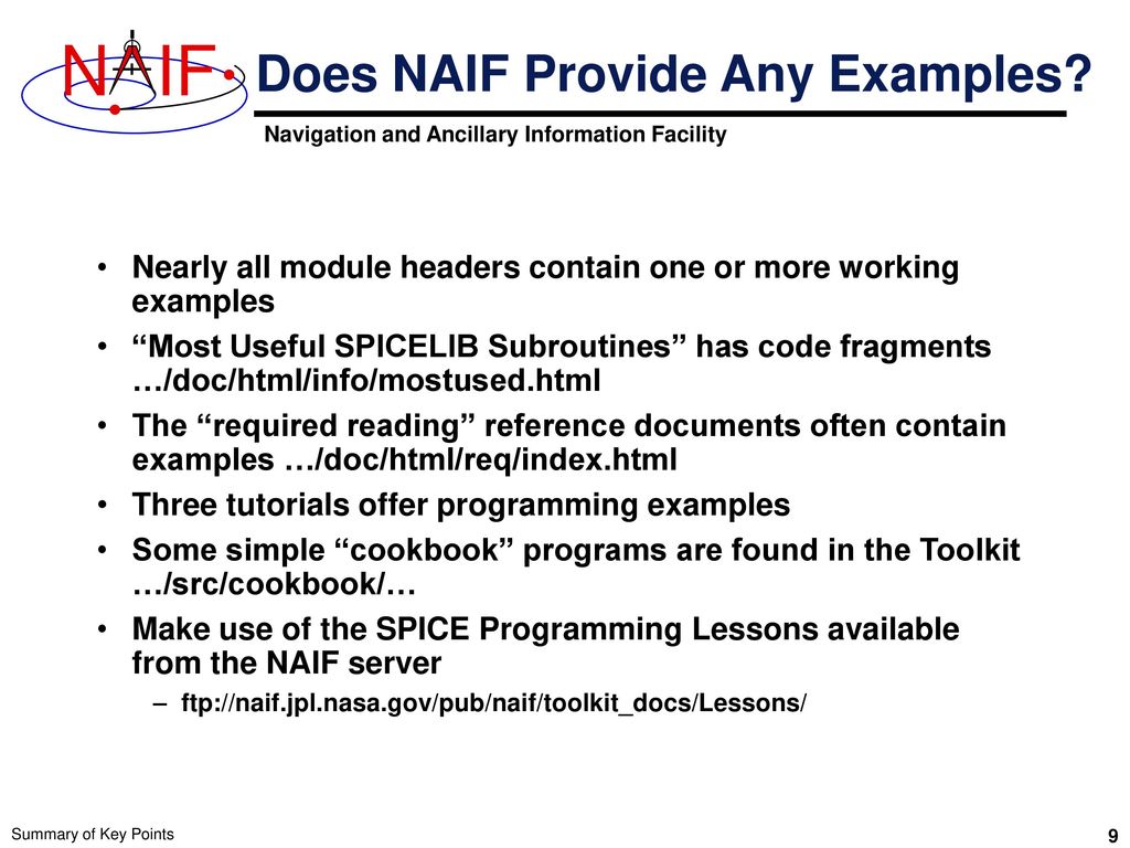 Does NAIF Provide Any Examples