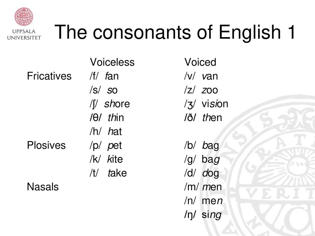 Introduction to phonetics and English phonology: Consonants, part 2 ...