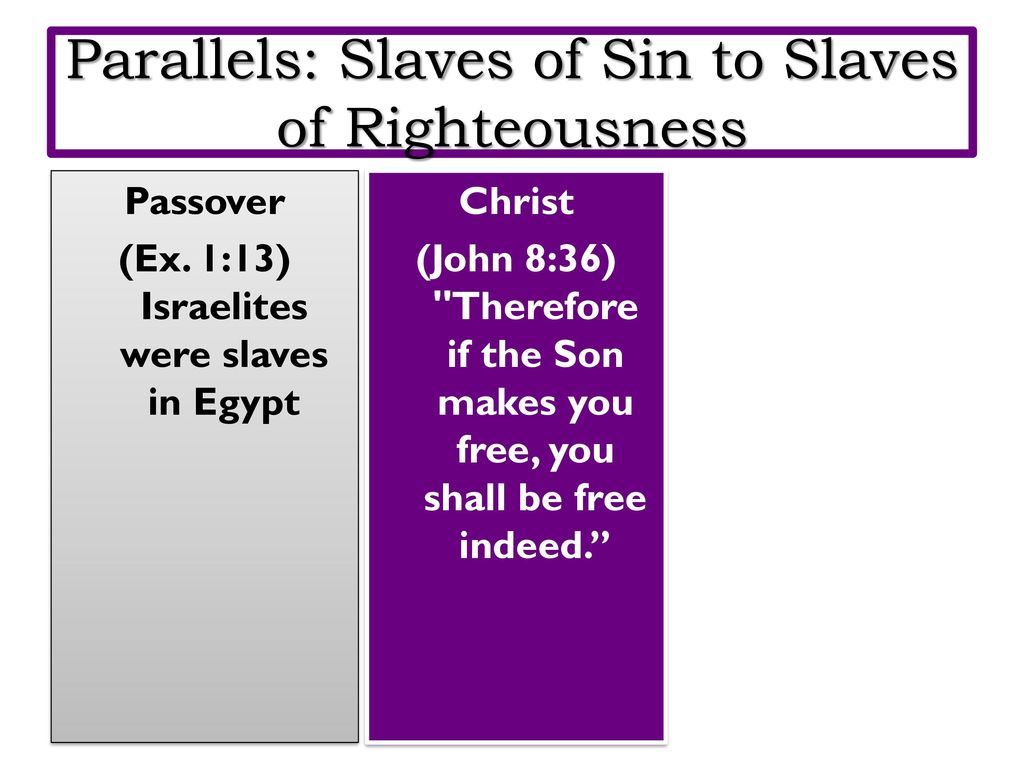 Parallels: Slaves of Sin to Slaves of Righteousness