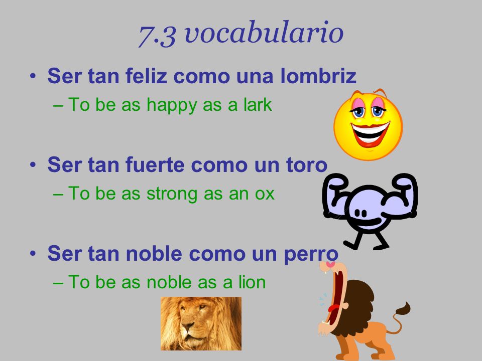 7.3 vocabulario Ser tan feliz como una lombriz