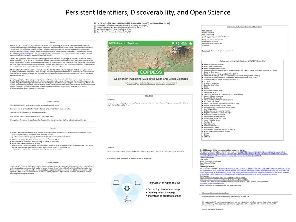 Persistent Identifiers, Discoverability, and Open Science ppt download