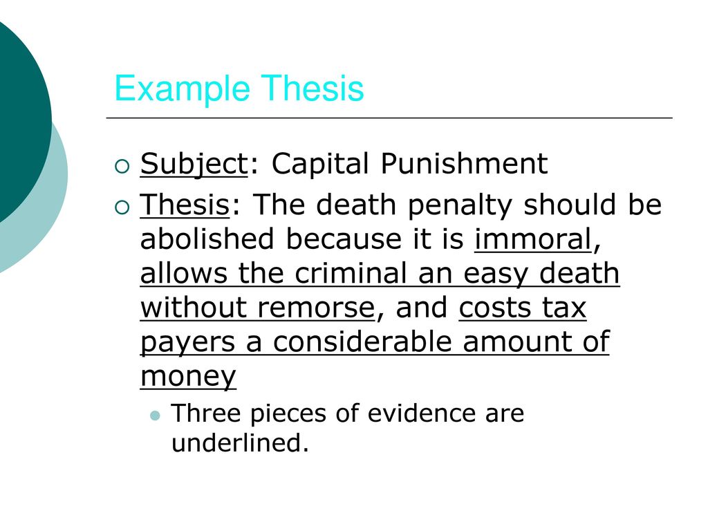 Example Thesis Subject: Capital Punishment