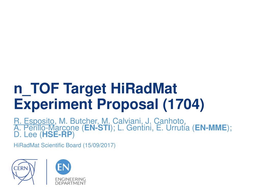 n_TOF Target HiRadMat Experiment Proposal (1704)