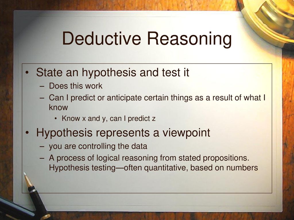 hypothesis testing is based on deductive reasoning