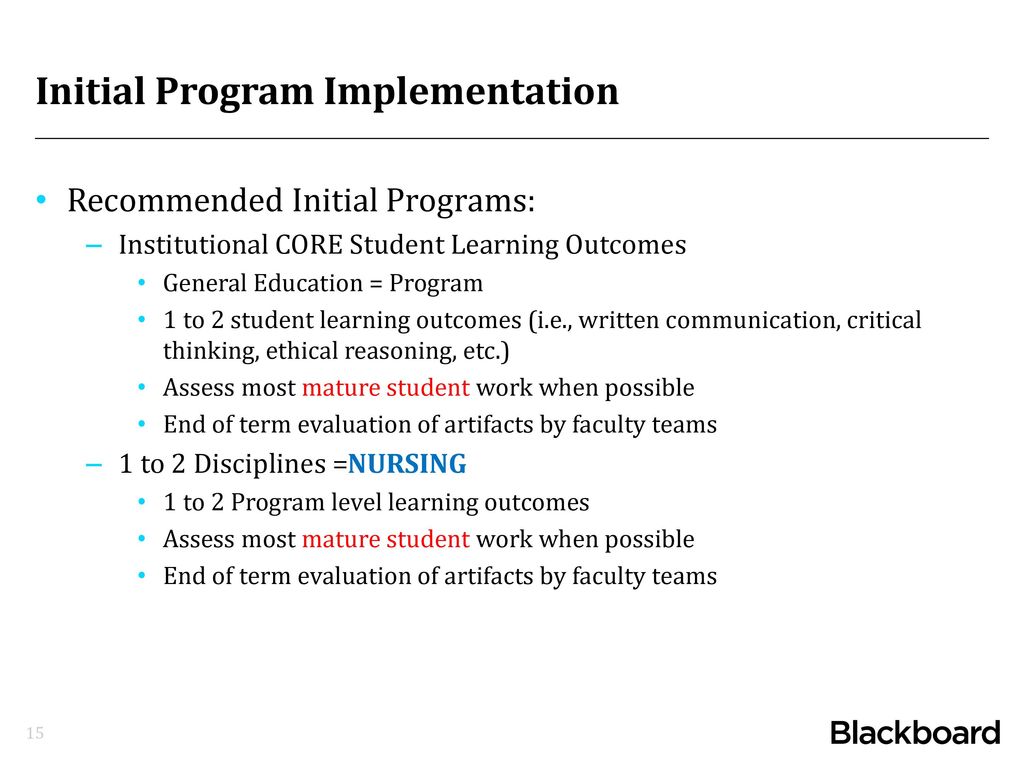 Initial Program Implementation