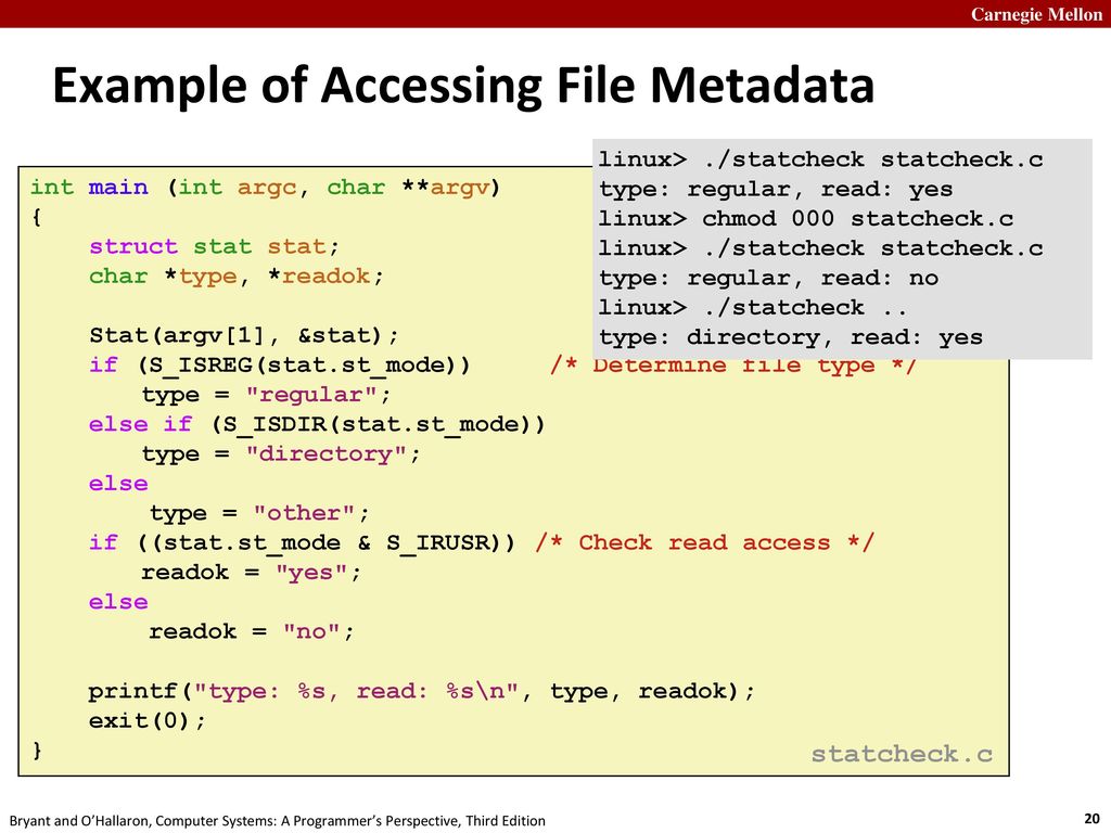Example of Accessing File Metadata