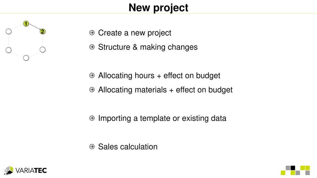 New project Create a new project Structure & making changes