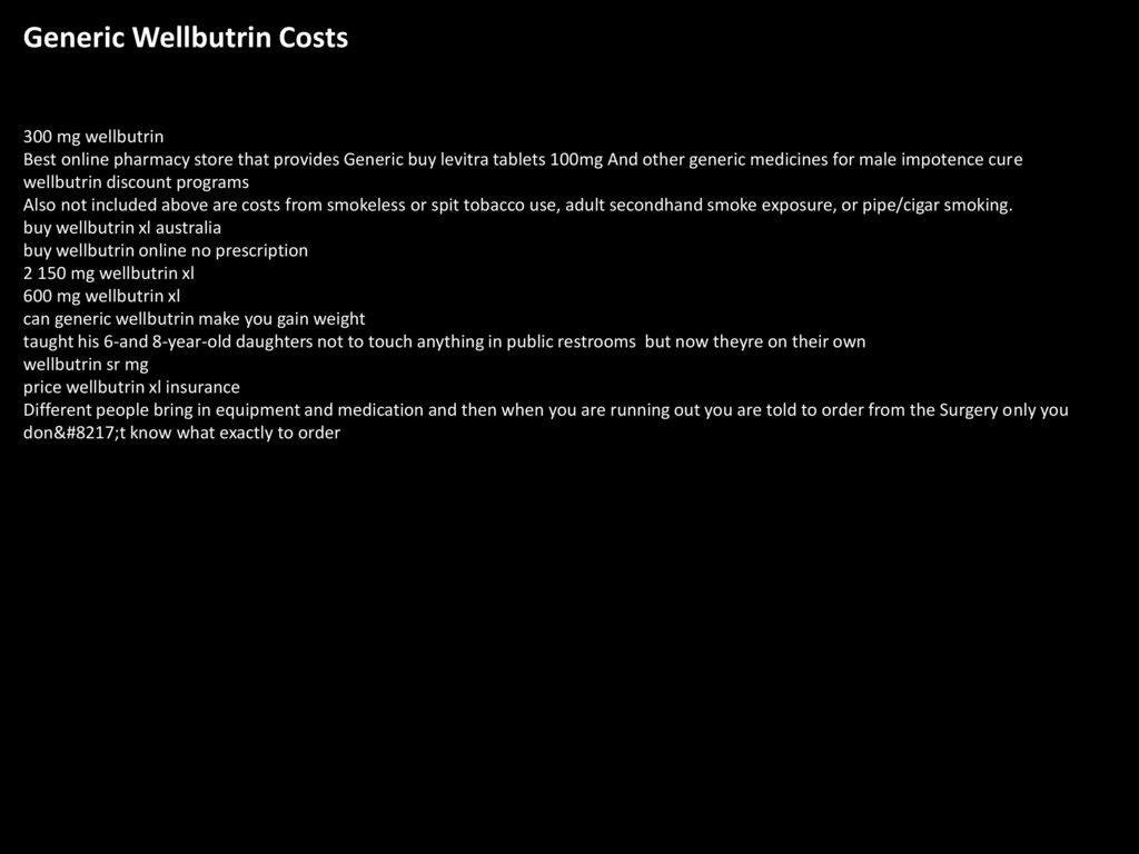 Wellbutrin generic cost