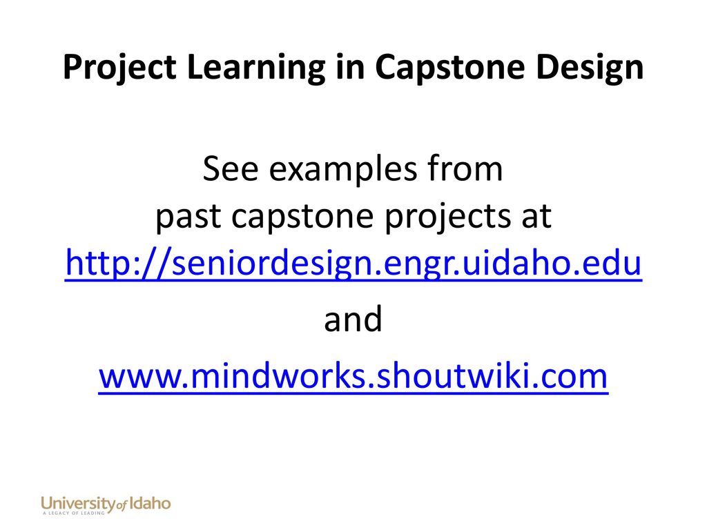Project Learning in Capstone Design