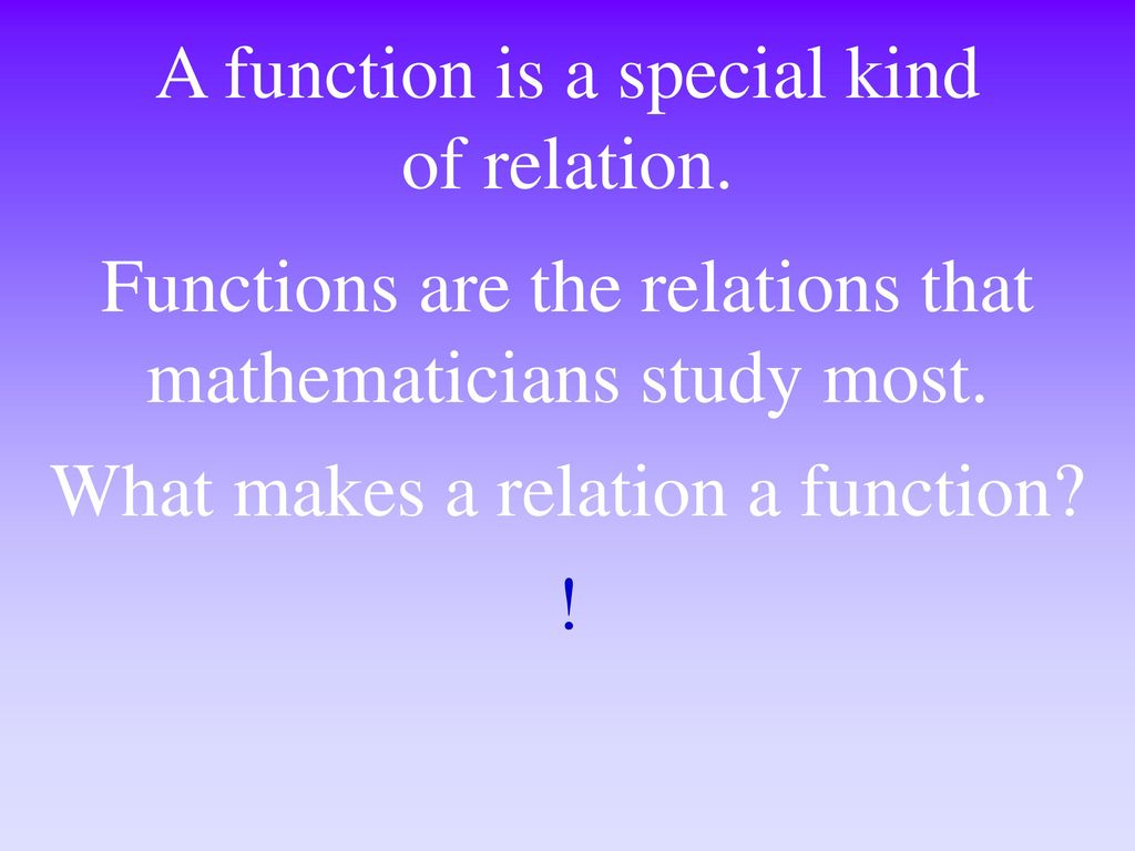 A function is a special kind of relation.