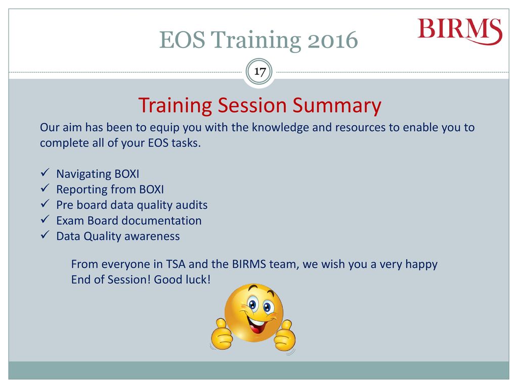 Training Session Summary