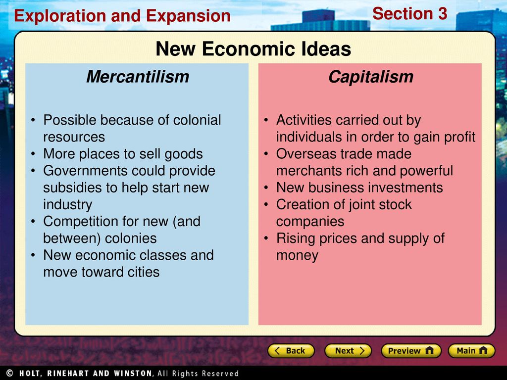 New Economic Ideas Mercantilism Capitalism