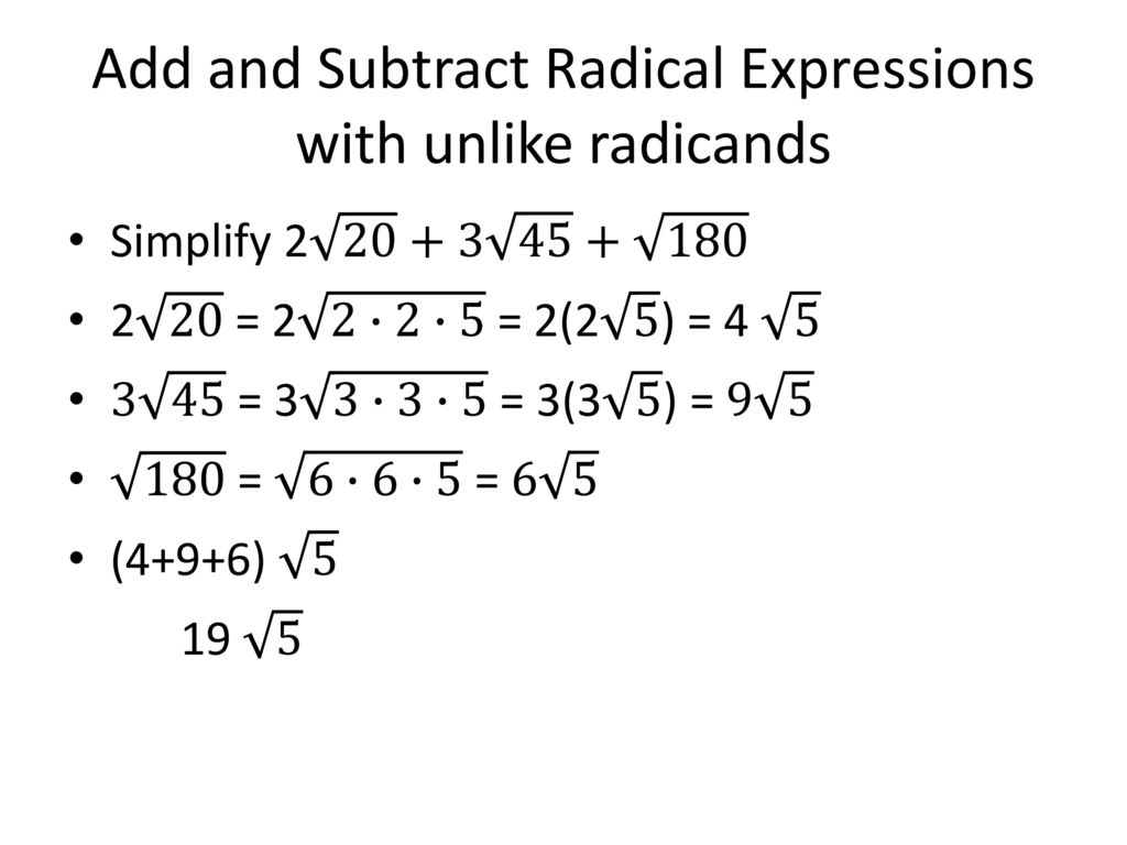 Operations with Radical Expressions - ppt download