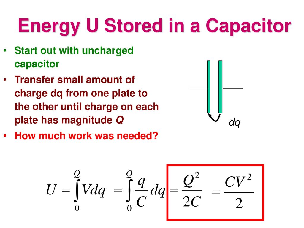 Energy U Stored in a Capacitor