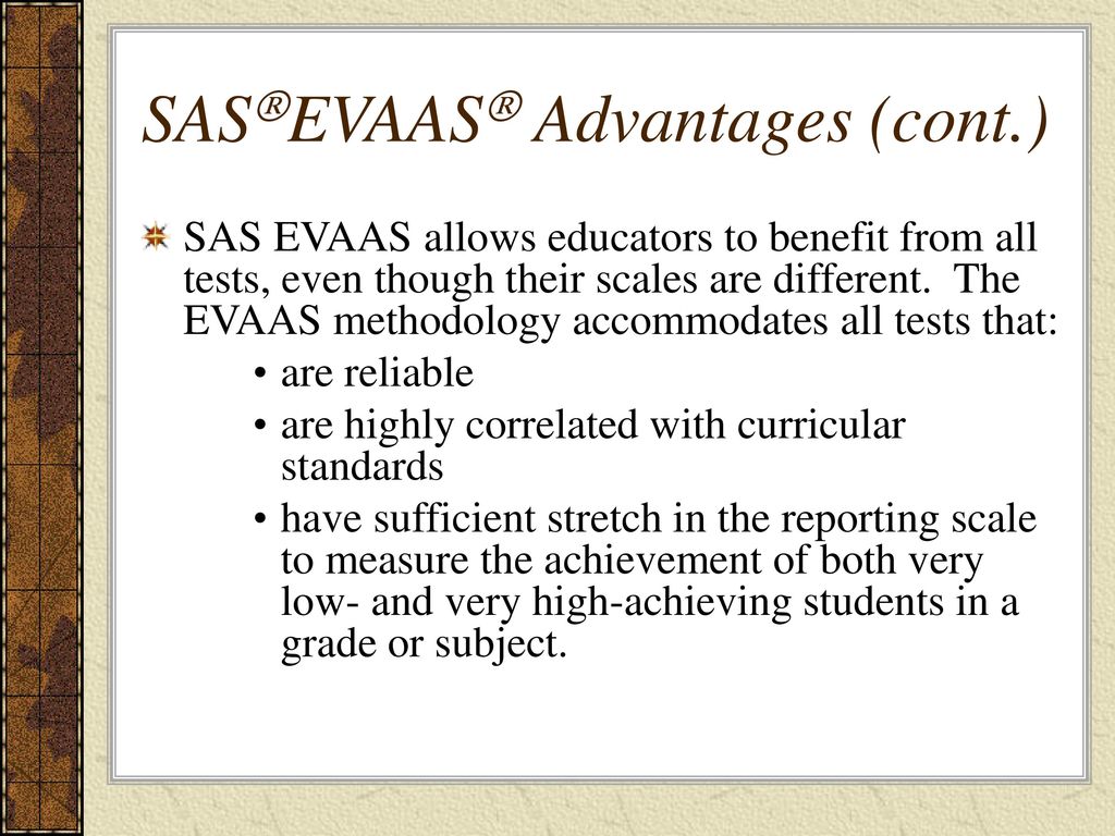 SASEVAAS Advantages (cont.)