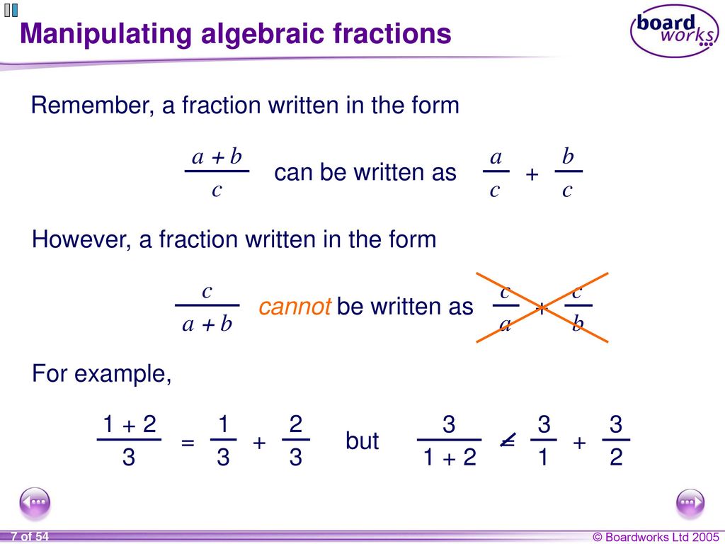 Equivalent algebraic fractions Simplifying algebraic fractions - ppt ...