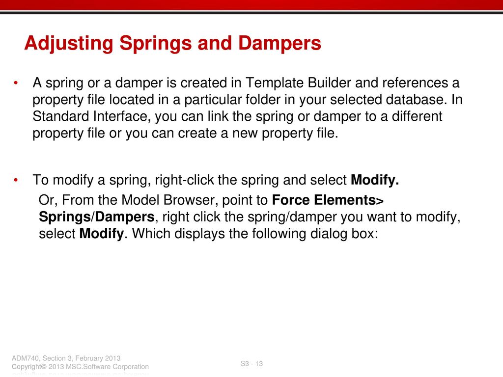 Adjusting Springs and Dampers